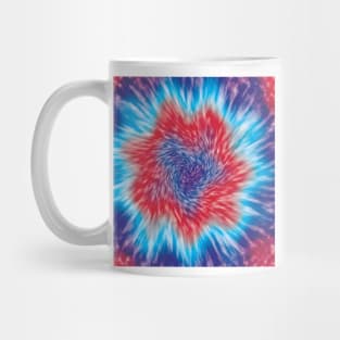 Blue, red and white circular tie dye effect Mug